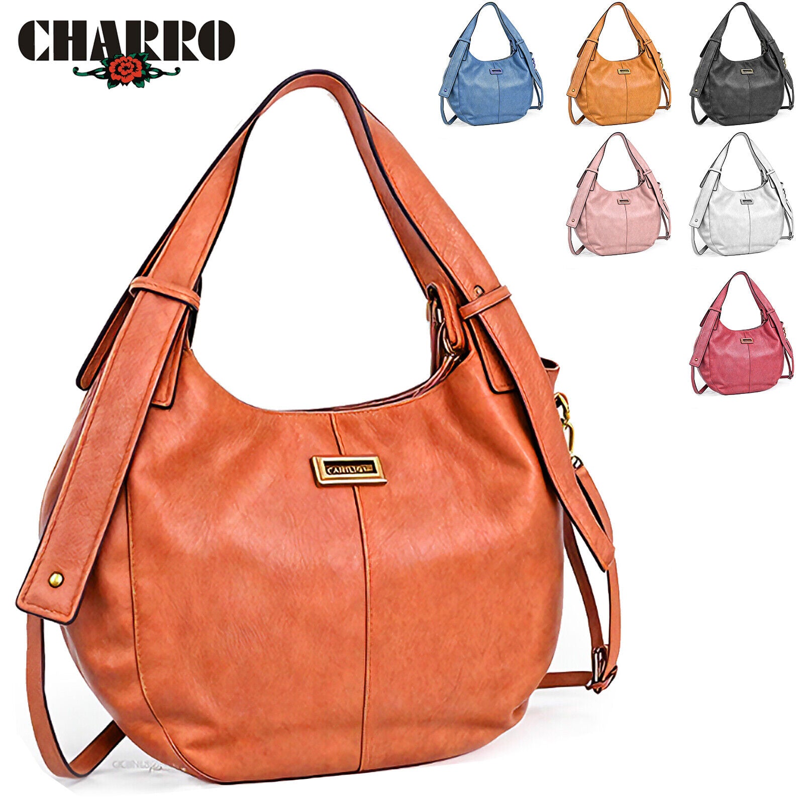 Borsa donna CHARRO grande pelle spalla sacco hobo riccio tracolla colorata nuova