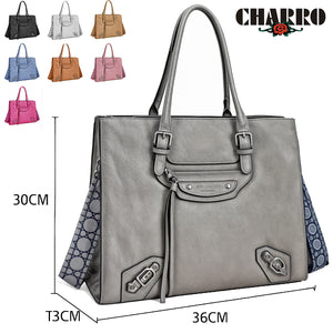 Borsa donna firmata CHARRO pelle bauletto rigida baule BIKER tracolla cinghie