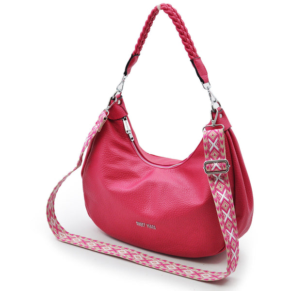 Borsa Sweat years donna pelle secchio hobo capiente sacco trapuntata comoda rosa