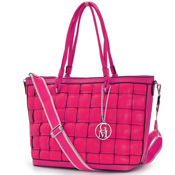 Borsa shopping firmata originale donna firmata pelle intrecciata tracolla grande
