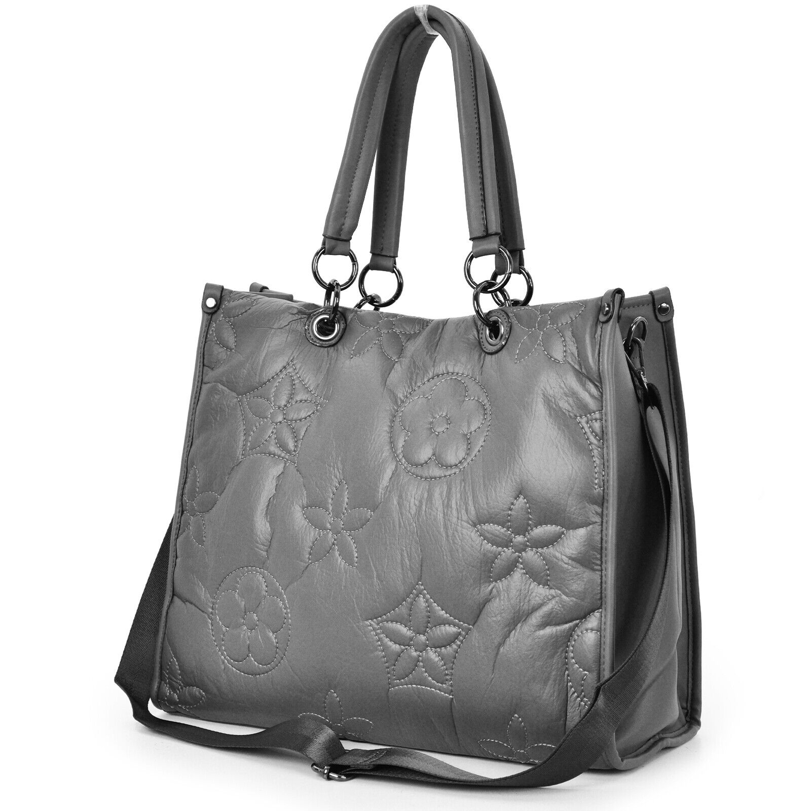 Gyoiamea borsa donna ricamata pelle grande shopping spalla zip cerniera fiori