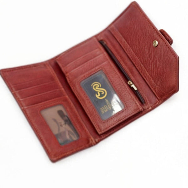 Portafoglio gm tasche pelle elegante donna pelle carte cerniera trifold vintage