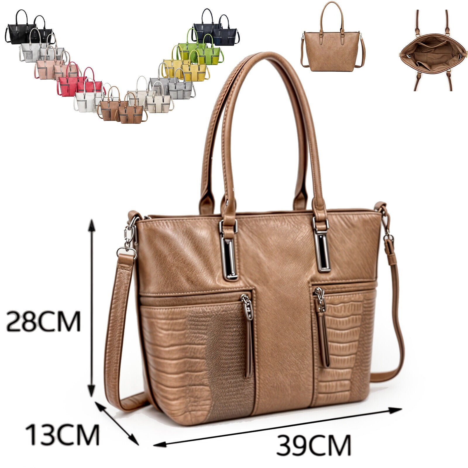 pitonato borsa set 2 pezzi maculato classica shopping spalla donna tracolla