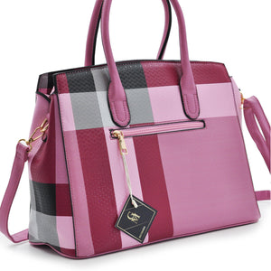 Borsa bauletto donna fantasia tartan check casual lucchetto tracolla rigida