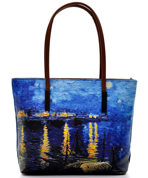 borsa quadri van gogh fantasia dipinto Notte stellata caffè camera il bacio moda