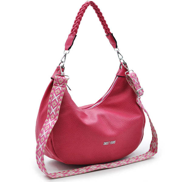 Borsa Sweat years donna pelle secchio hobo capiente sacco trapuntata comoda rosa