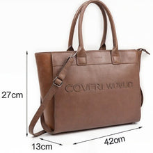 Carica l&#39;immagine nel visualizzatore di Gallery, Borsa donna scritta logo COVERI ECO pelle venata capiente shopping tote shopper