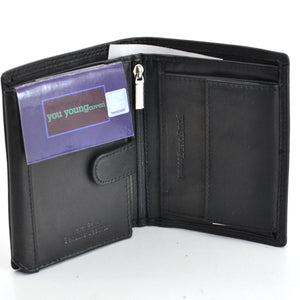 Portafoglio a libro trifold vera pelle uomo firmato yyCOVERI porta carte ribaltina morbido