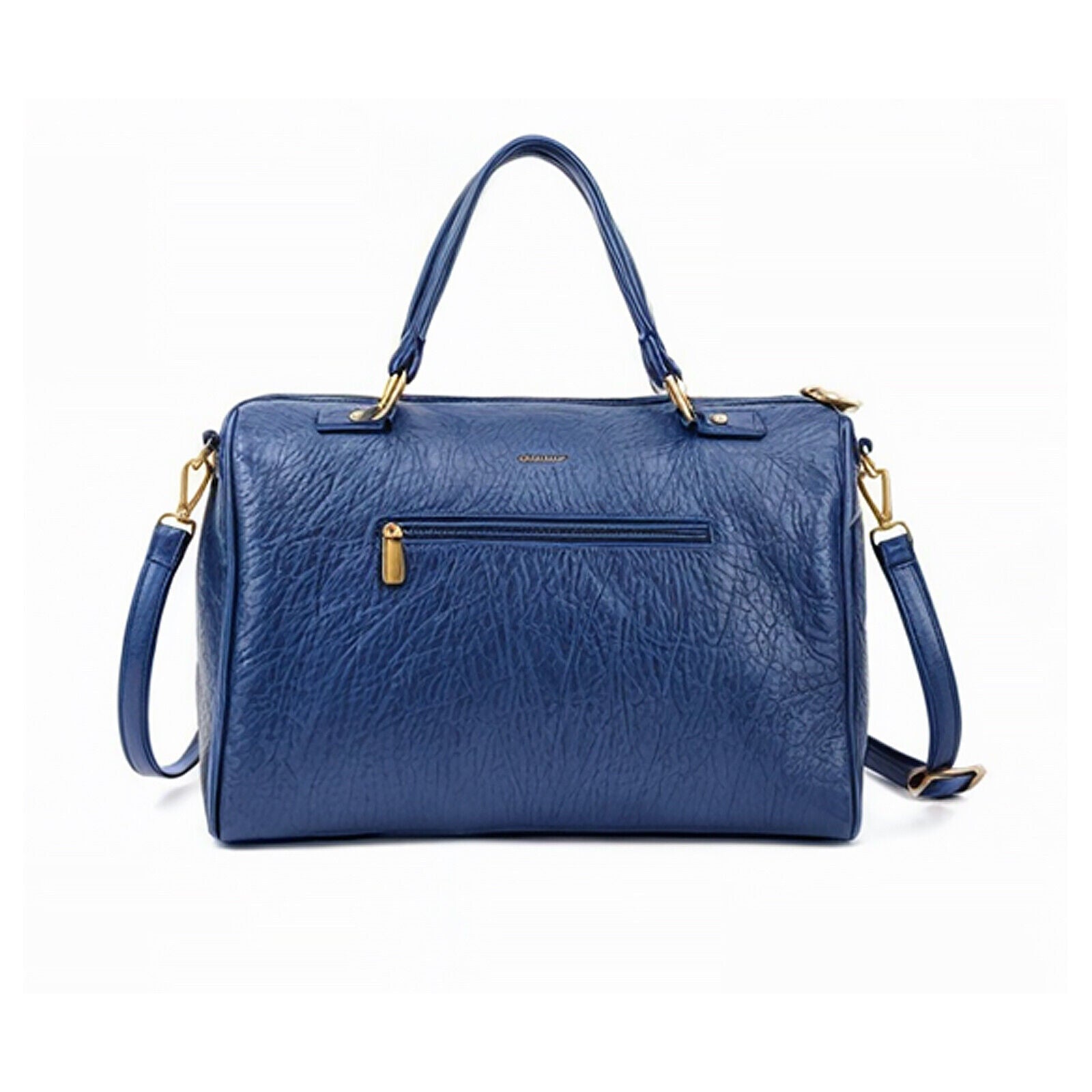 Borsa firmata Regina scherker pelle casual spalla bauletto grande capiente blu