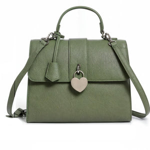 GM Borsa cuore donna bauletto baule pelle rigida piccola verde signora elegante