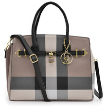 Carica l&#39;immagine nel visualizzatore di Gallery, Borsa bauletto donna fantasia tartan check casual lucchetto tracolla rigida