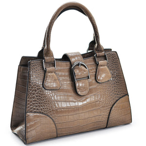 Borsa bauletto pitonata ricamata capiente donna tracolla rigida elegante nuova