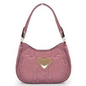 Borsa borsetta donna tracolla spalla trapuntata con cuore Catene Pelle romantica