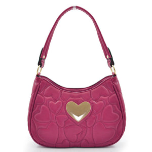 Borsa borsetta donna tracolla spalla trapuntata con cuore Catene Pelle romantica