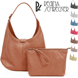 Borsa monomanico + pochette firmata Regina scherker pelle casual spalla hobo