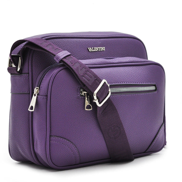 Borsa tracolla giornaliera Valentini casual grande capiente multi tasche viola