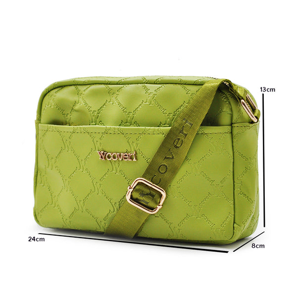 2in1 Borsa + Borsetta Firmata YYcoveri verde Donna fantasia logo Tracolla nuova