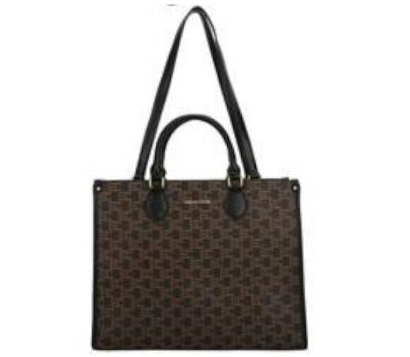 Enrico COVERI borsa shopping logo elegante casual passeggio fantasia marrone new