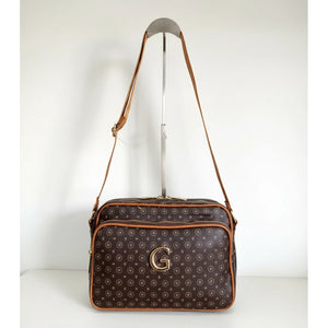 Borsa firmata GAMAYA dimensione media con zip cerniere tracolla donna logo fantasia logata multi tasche