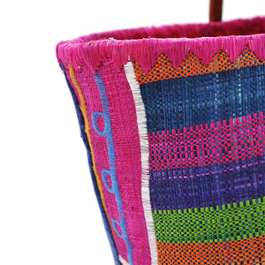 TRIS SET Borsa in paglia ricamata donna frange nuova grande vimini mare colorata