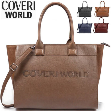 Borsa donna scritta logo COVERI ECO pelle venata capiente shopping tote shopper