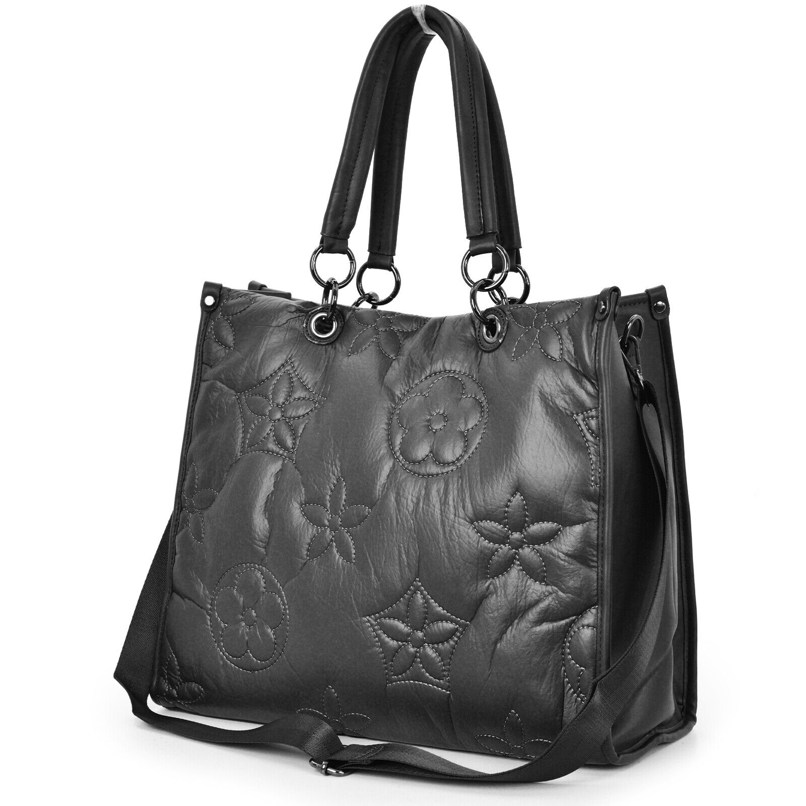 Gyoiamea borsa donna ricamata pelle grande shopping spalla zip cerniera fiori