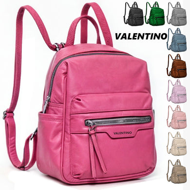 VALENTINI zaino pelle donna tante zip vintage multi tasche casual elegante nuovo