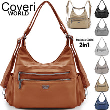 Carica l&#39;immagine nel visualizzatore di Gallery, 3in1 Borsa trasformabile in zaino Coveri spalla hobo sacco donna tracolla moda