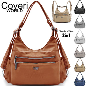 3in1 Borsa trasformabile in zaino Coveri spalla hobo sacco donna tracolla moda