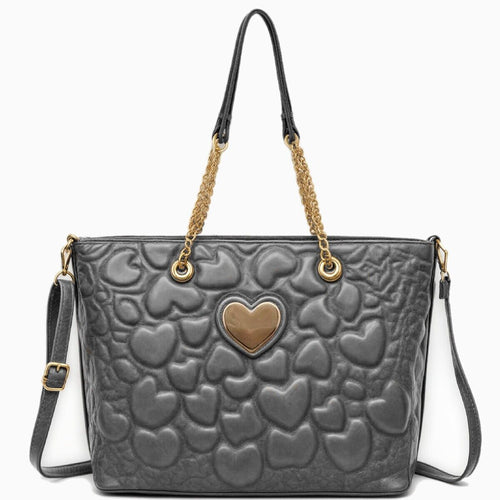 Borsa gm elegante spalla shopping nuova trapuntata cuore manici catena spalla