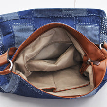 Carica l&#39;immagine nel visualizzatore di Gallery, Borsa SACCO donna pelle mono manico hobo capiente jeans strass jeansata secchio