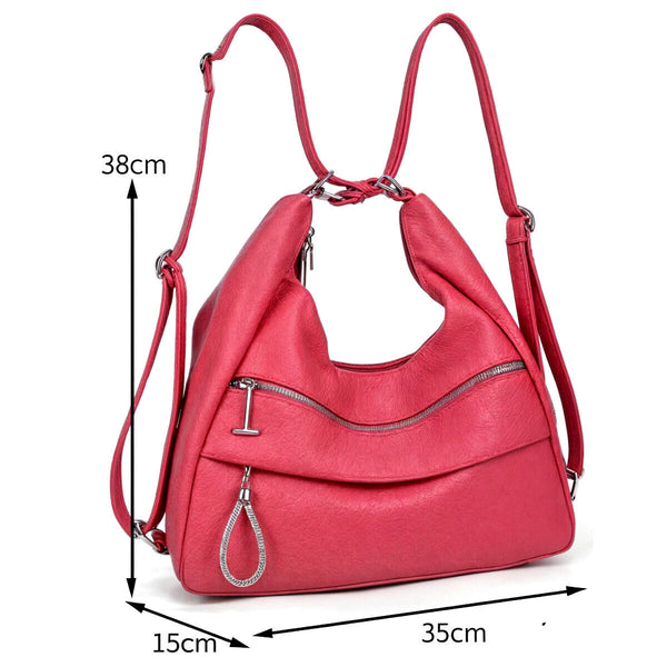 Borsa zaino 2in1 similpelle sportiva morbida sacco passeggio giornaliera morbida