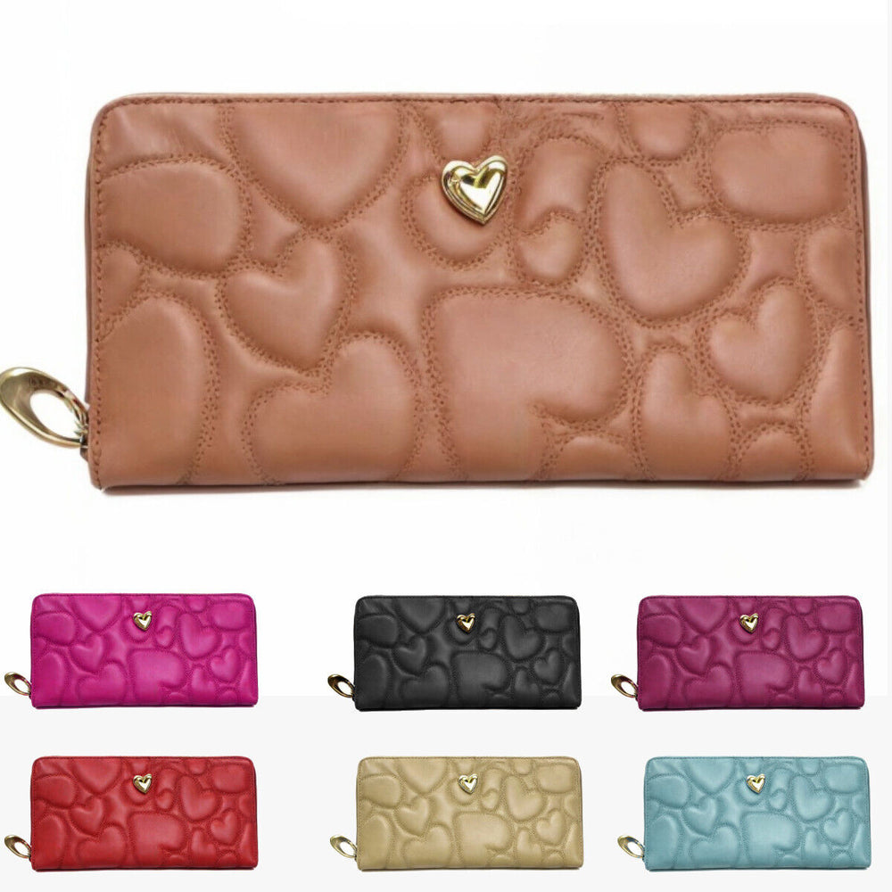 Portafoglio gyoiamea tasche pelle trapuntata cuori donna pelle carte cerniera