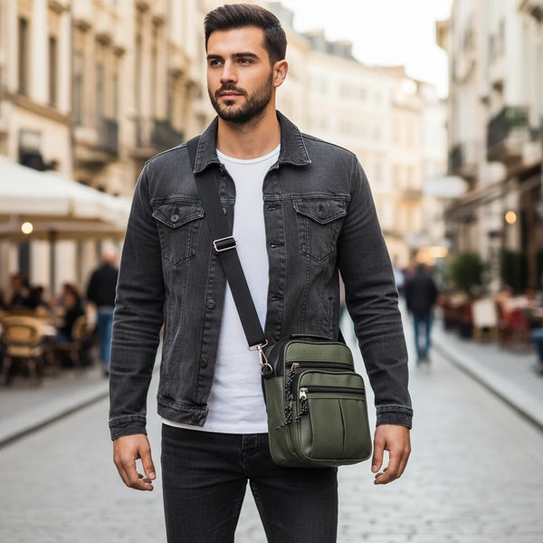Borsello Uomo firmato Gyoiamea simil pelle borsellino Resistente multi tasche sportivo