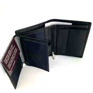 Portafoglio a libro trifold vera pelle uomo firmato yyCOVERI porta carte ribaltina morbido