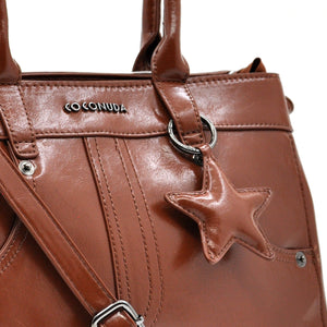 Borsa bauletto biker firmato COCONUDA donna spalla a tracolla simil pelle effetto lucido vintage