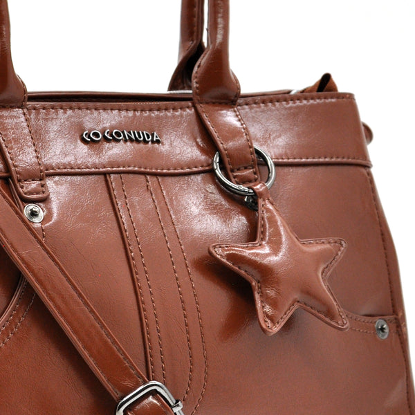 Borsa bauletto biker firmato COCONUDA donna spalla a tracolla simil pelle effetto lucido vintage