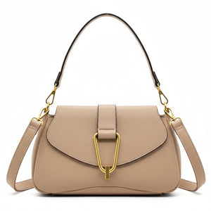 YYcoveri Borsa firmata a mano e tracolla 2 in 1 –_ mezzaluna con chiusura dorata simil pelle martellata