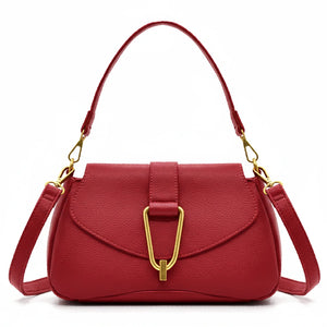 YYcoveri Borsa firmata a mano e tracolla 2 in 1 –_ mezzaluna con chiusura dorata simil pelle martellata