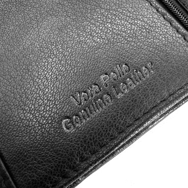 Portafoglio a libro trifold vera pelle uomo firmato yyCOVERI porta carte ribaltina morbido