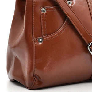 Borsa bauletto biker firmato COCONUDA donna spalla a tracolla simil pelle effetto lucido vintage