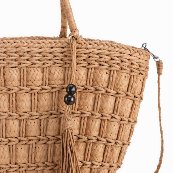 Cassis Elegance – Borsa Coffa Donna in Paglia Naturale Traforata Grande Vimini Mare Spiaggia