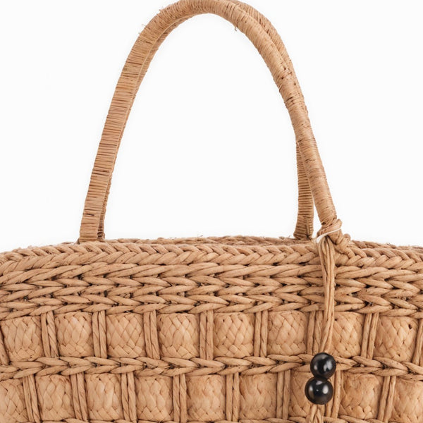 Cassis Elegance – Borsa Coffa Donna in Paglia Naturale Traforata Grande Vimini Mare Spiaggia