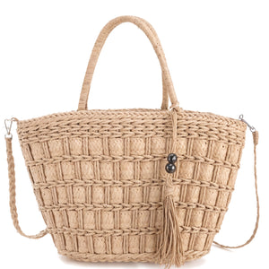 Cassis Elegance – Borsa Coffa Donna in Paglia Naturale Traforata Grande Vimini Mare Spiaggia