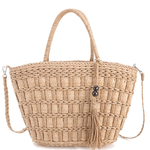 Cassis Elegance – Borsa Coffa Donna in Paglia Naturale Traforata Grande Vimini Mare Spiaggia