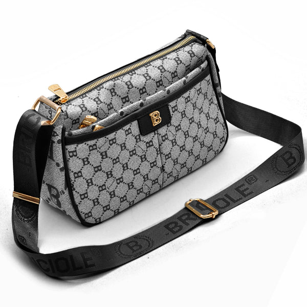 Borsa firmata BRICIOLE in simil pelle pregiata fantasia logata molte tasche con cerniera originale