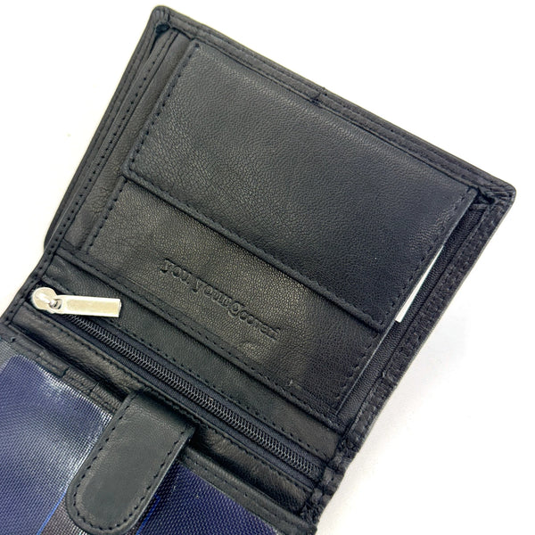 Portafoglio a libro trifold vera pelle uomo firmato yyCOVERI porta carte ribaltina morbido