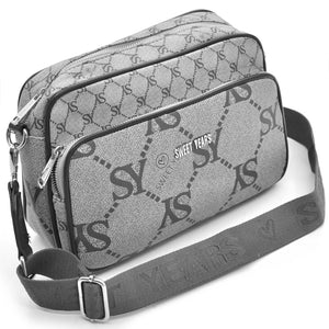 Borsa tracolla firmata SWEET YEARS in simil pelle pregiata tasche con cerniera fantasia logata originale