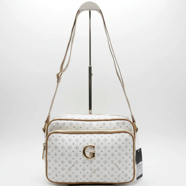 Borsa firmata GAMAYA dimensione media con zip cerniere tracolla donna logo fantasia logata multi tasche