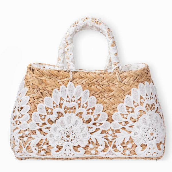 LA sposata – Borsa Coffa Donna in Paglia Naturale Traforata cuore Grande Vimini Mare Spiaggia Palma Decorata